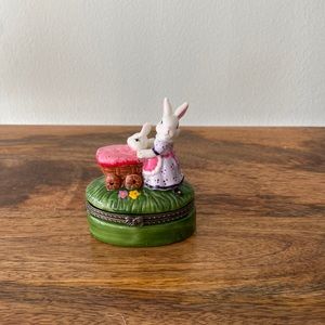 Rabbit mini porcelain hinge box trinket